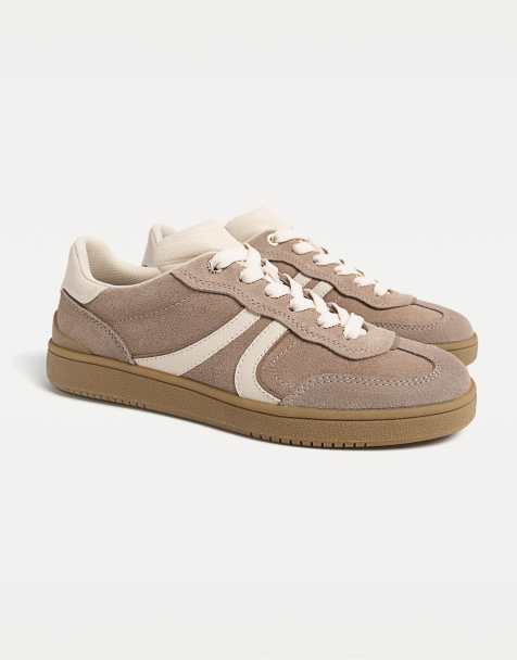 Stradivarius Casual leather trainers in beige - view 1