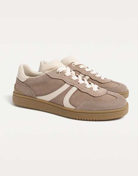 Stradivarius - Casual leren sneakers in beige - view 1