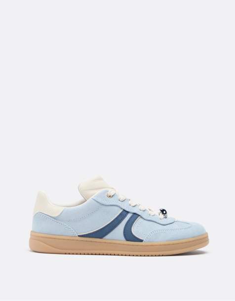 Stradivarius - Casual leren sneakers in blauw - view 1