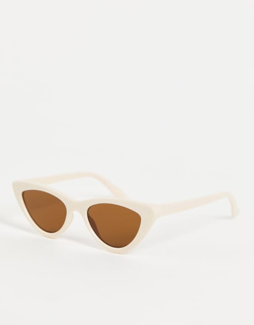Stradivarius cat eye sunglasses in ecru ASOS