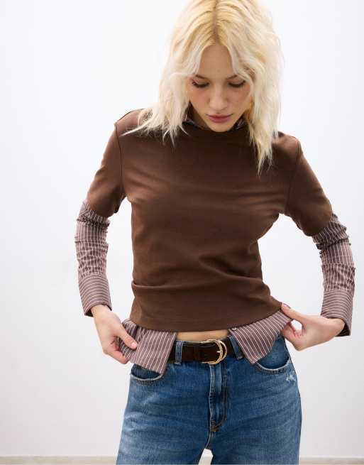 Stradivarius - Ceinture à double boucle - Marron, 2 de 4