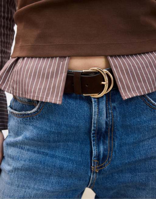 Stradivarius - Ceinture à double boucle - Marron, 3 de 4