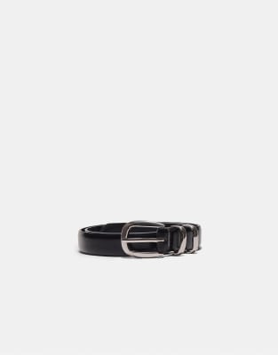 Stradivarius - Ceinture basique en similicuir effet brillant - Noir