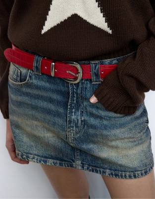 Stradivarius - Ceinture basique - Rouge