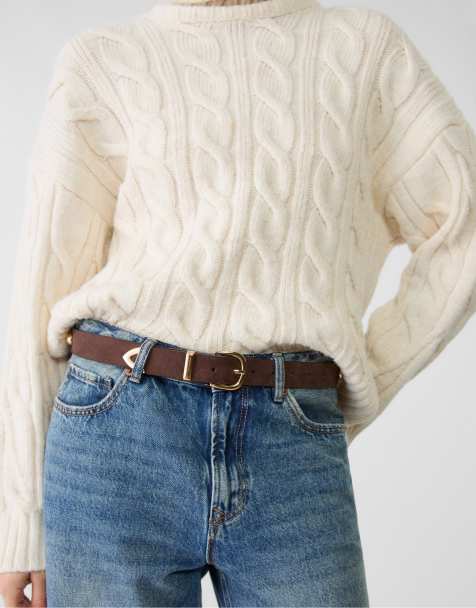 Stradivarius - Ceinture cloutée - Beige - view 1