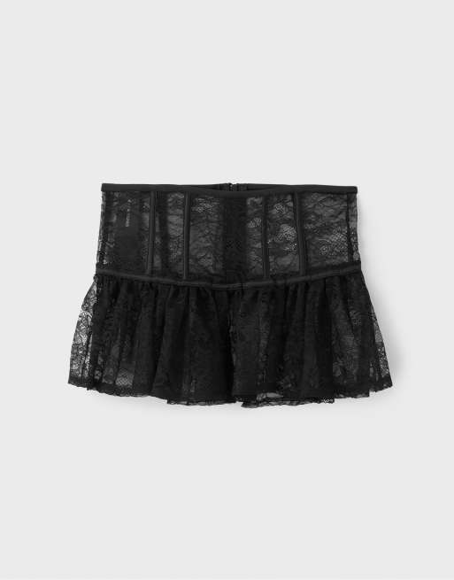 Stradivarius ceinture corset en dentelle noire, 3 de 4