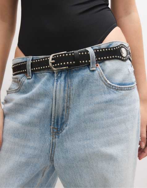 Stradivarius - Ceinture ondulée à clous et pièces de monnaie - Noir - view 1