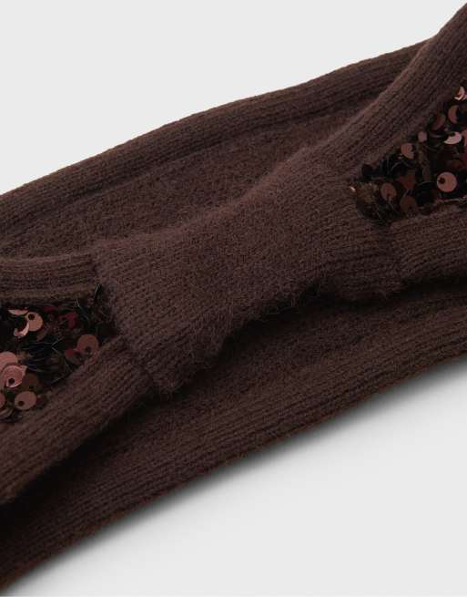 Stradivarius cerchietto con paillettes marrone, 4 di 4