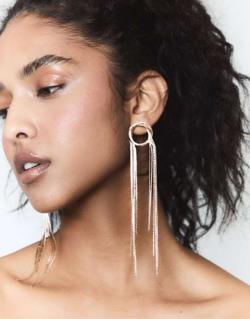 Stradivarius Chain cascading earrings in gold