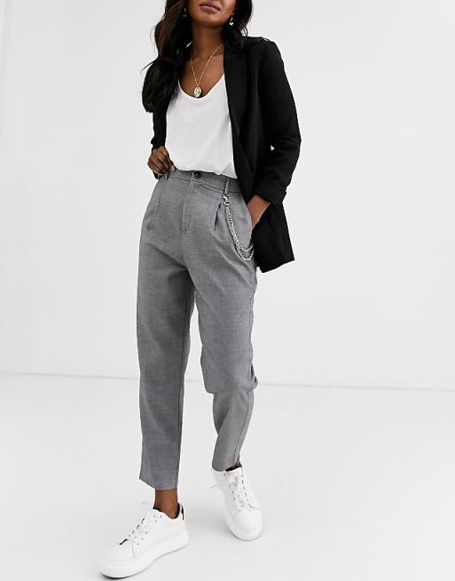 Stradivarius chain detail cargo pants in gray | ASOS