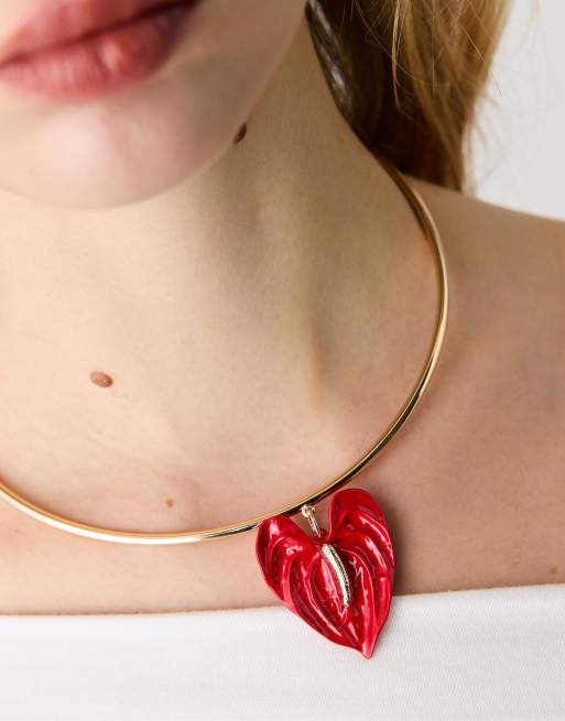 Stradivarius – Cham – Guldfärgat choker-halsband med blommor, 2 av 2