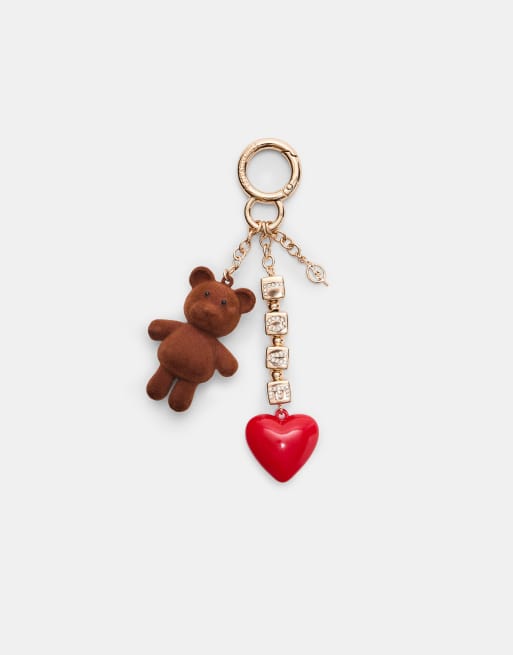 Stradivarius - Charm métallique avec ours - Marron 