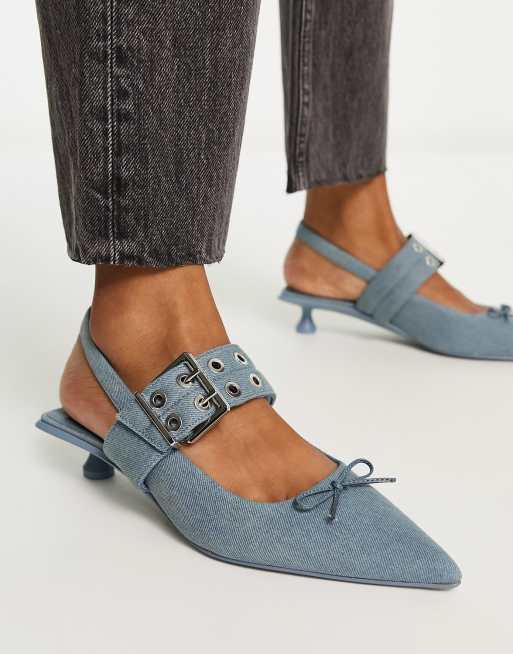 Stradivarius Chaussures petit talon et boucle en jean