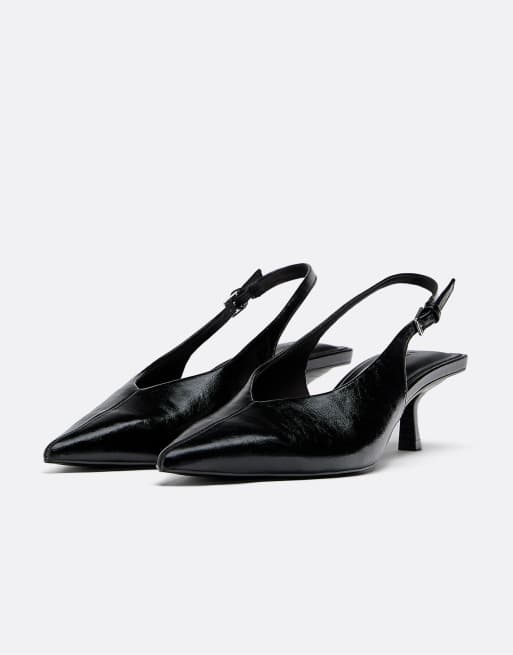 Stradivarius - Chaussures à petit talon et découpe - Noir, 2 de 4