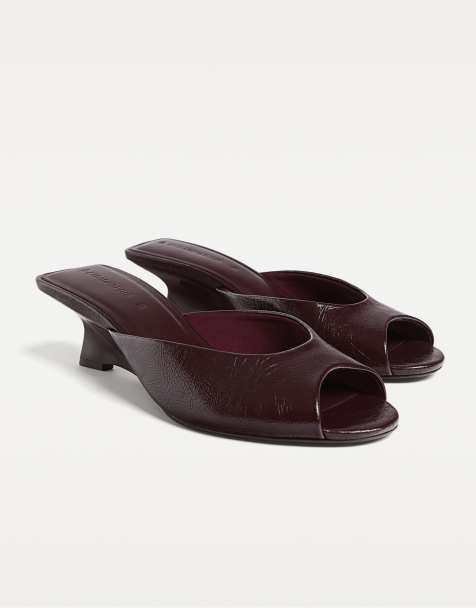 Stradivarius - Chaussures à talon compensé asymétrique - Bordeaux - view 1
