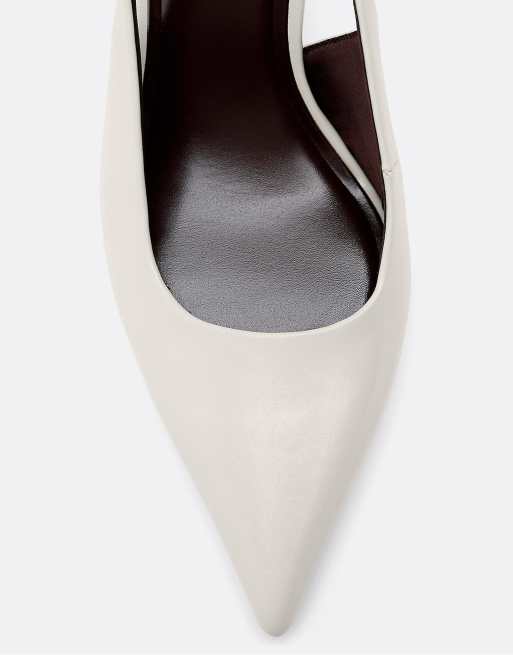 Stradivarius - Chaussures à talon en imitation cuir - Écru, 4 de 6