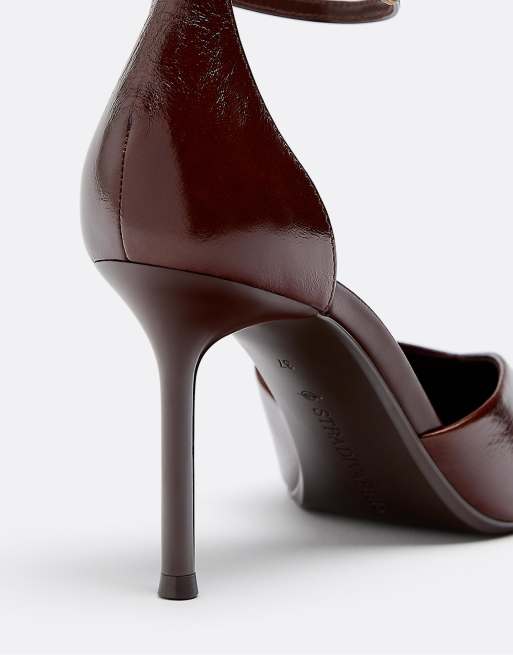 Stradivarius - Chaussures à talon et col V - Marron, 3 de 4