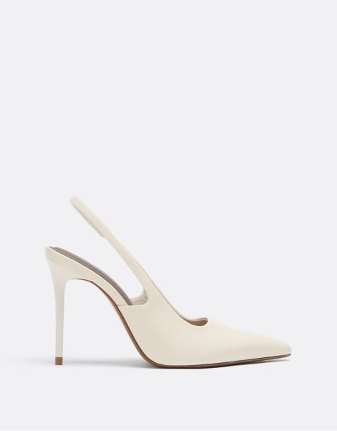 Stradivarius chaussures à talon slingback écru - view 1