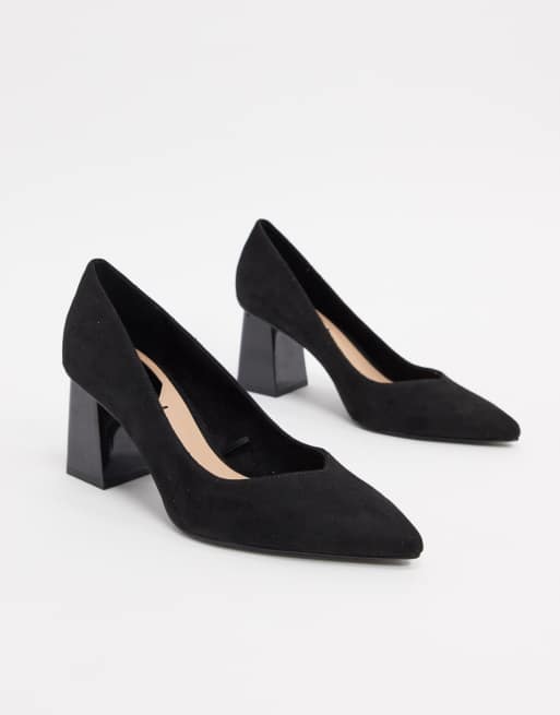 Stradivarius Chaussures talons mi hauts en imitation daim Noir