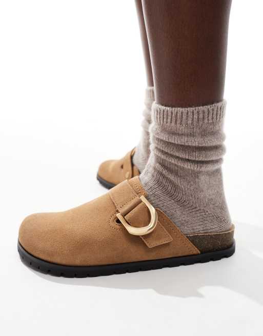 Stradivarius - Chaussures plates à boucle simple - Camel