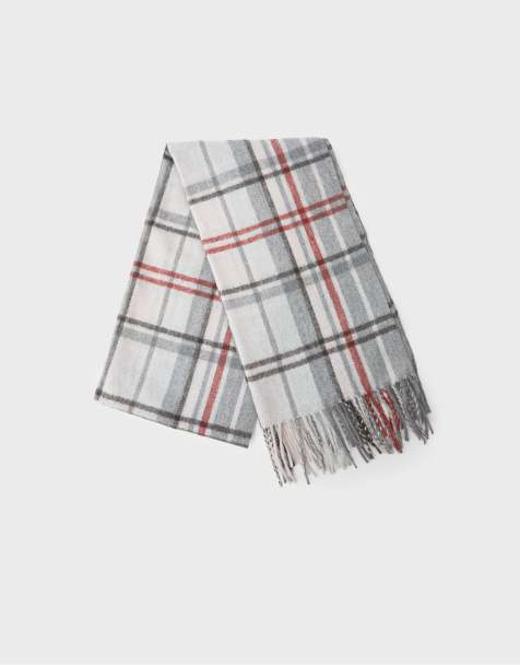 Stradivarius Checked scarf in dark grey - view 1