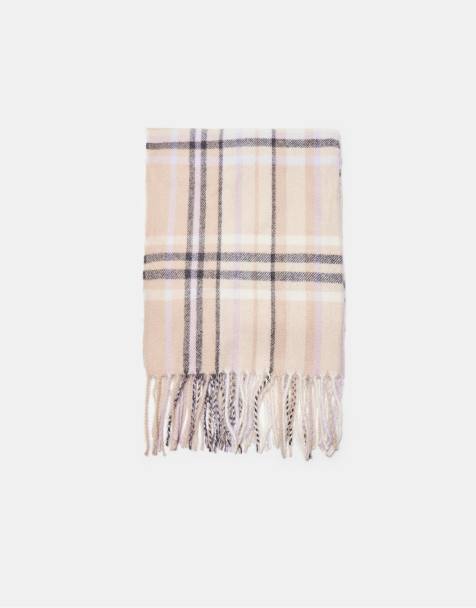 Stradivarius Checked scarf in mauve - view 1