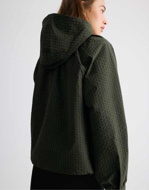 Stradivarius Checked technical sweatshirt in khaki, 3 of 7