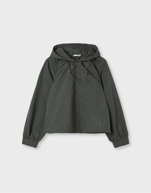 Stradivarius Checked technical sweatshirt in khaki, 6 of 7
