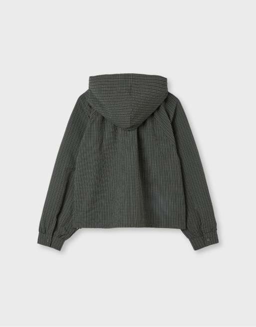 Stradivarius Checked technical sweatshirt in khaki, 7 of 7