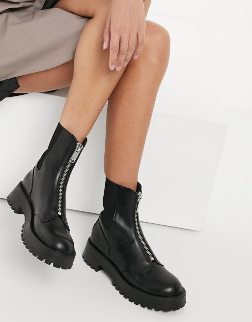 Perceptueel een miljoen schreeuw Stradivarius - Chelsea boots met rits aan de voorkant in zwart | ASOS