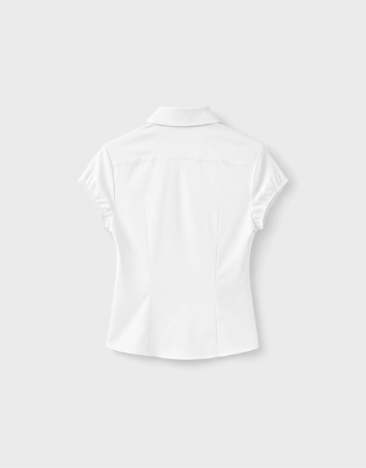 Stradivarius chemise à manches courtes à découpes blanche, 7 de 7
