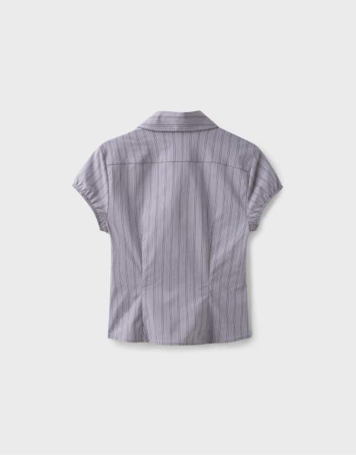 Stradivarius chemise à manches courtes à découpes gris perle, 7 de 7