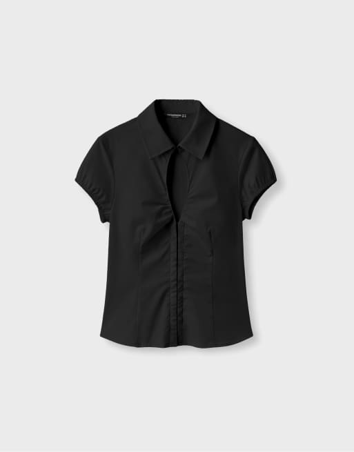 Stradivarius chemise à manches courtes à découpes noire, 6 de 7