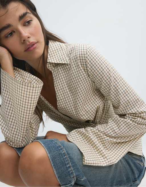 Stradivarius chemise ajustée à nœud couleur vanille, 4 de 6