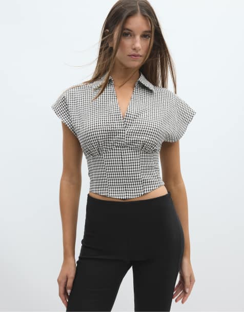 Stradivarius - Chemise cintrée à carreaux - Écru - view 1