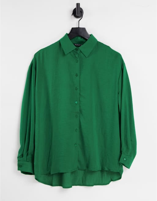 Stradivarius - Chemise en satin - Vert 