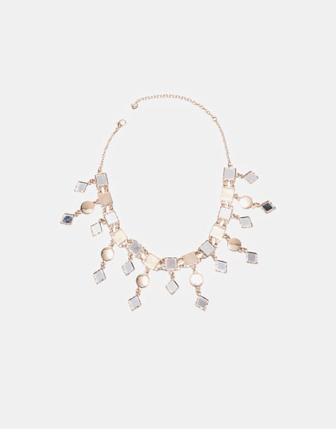Stradivarius - Choker ketting met kristaleffect in goud - view 1