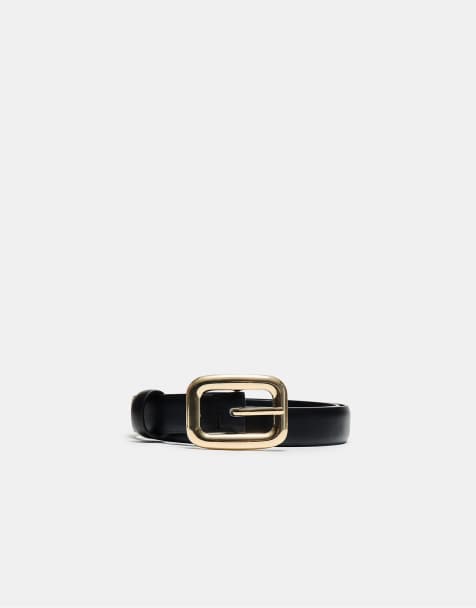 Stradivarius Chunky buckle belt in black - view 1