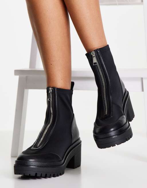 Bottines best sale zip devant