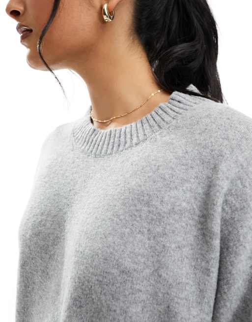 Chunky knit grey jumper best sale