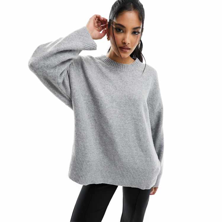 Stradivarius chunky knit sweater in gray | ASOS