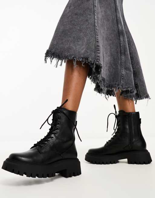 ASOS DESIGN Alliance chunky zip-front boots in black