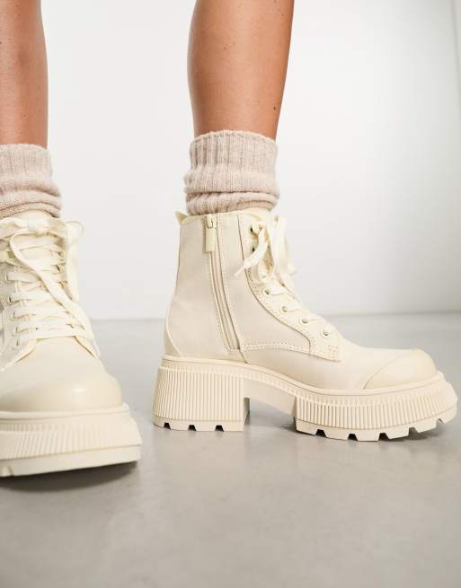 White lace up 2025 biker boots