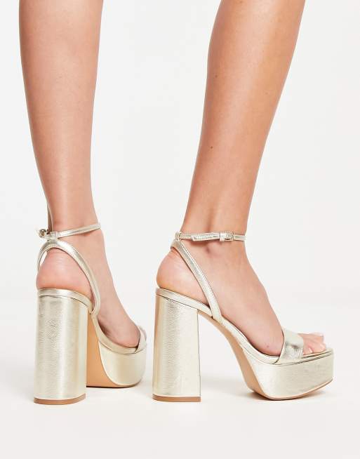 Gold chunky hotsell platform heels