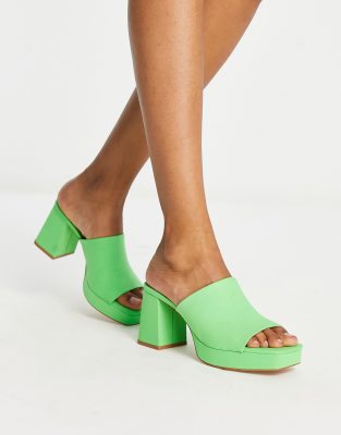 Stradivarius Stradivarius chunky platform mule in green