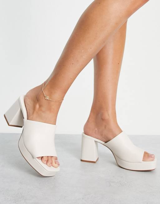 Stradivarius chunky platform mules in cream