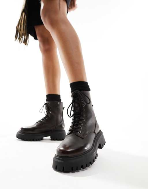 Stradivarius faux fur shop lined hiker boot