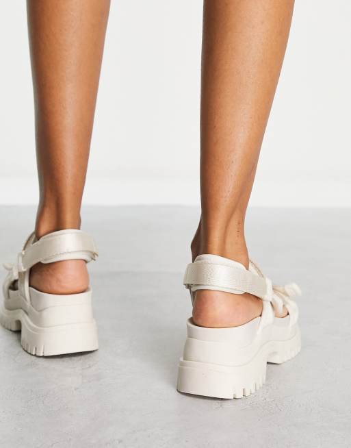 Stradivarius chunky sporty sandal with cleated sole in ecru ASOS