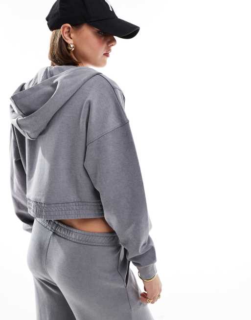 Stradivarius – Ciemnoszara miękka w dotyku bluza z kapturem, część zestawu, 4 z 4