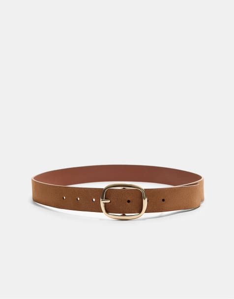 Stradivarius - Cintura basic in camoscio sintetico beige - view 1